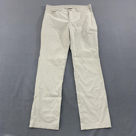 Eddie Bauer Pants Womens 10 Light Gray Hiking Travel Nylon Stretch Zip Pocket - Picture 1 of 16